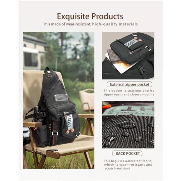 Large Sling Backpack, Sling Chest Bag Shoulder Crossbody Daypacks Fits - Picture 6 of 6